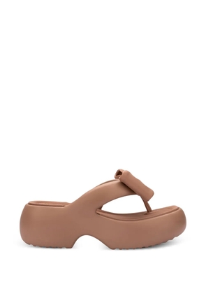Melissa Free Fuzzy platform bow flip-flops - Neutrals
