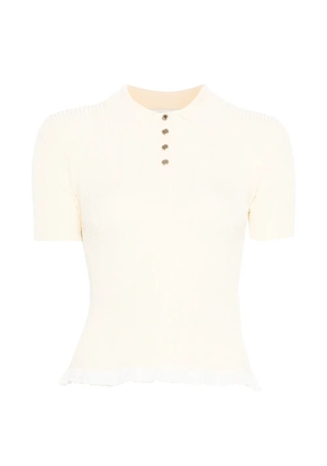 SANDRO lace-detail polo shirt - Neutrals
