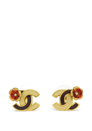 CHANEL Pre-Owned 2003 CC floral earrings - Gold