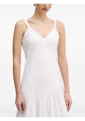 DKNY V-neck ruffled midi dress - White