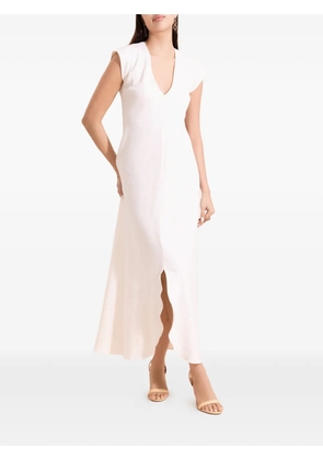 Peter Cohen scallopped-hem V-neck maxi dress - White