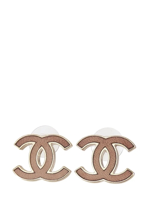 CHANEL Pre-Owned 2012 CC Gold Plated and Leather Push Back Earrings costume earrings