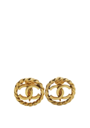 CHANEL Pre-Owned 1950-1970 CC Gold Plated Round Clip On Earrings costume earrings