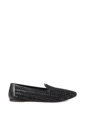 Brunello Cucinelli techno raffia and calfskin flats - Black