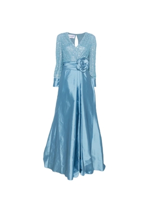 Rosa Clará sequinned flower-appliqué gown - Blue