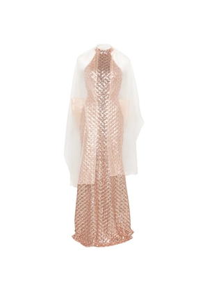 Marfil Barcelona halterneck bow maxi dress (set of three) - Pink