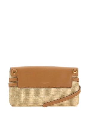 GIANNI CHIARINI Belty knotted straw leather clutch bag - Brown