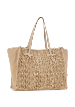 MARCELLA CLUB raffia suede shoulder bag - Neutrals