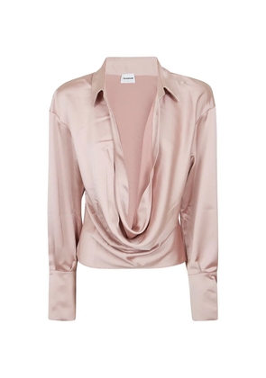 THE ANDAMANE Lilia cowl-neck collared blouse - Pink