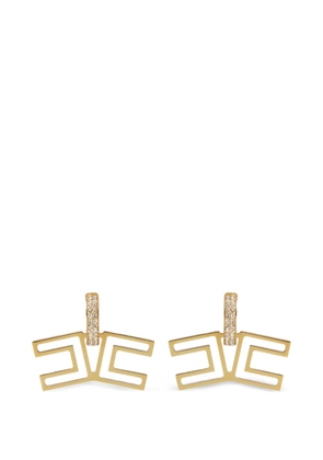 Elisabetta Franchi rhinestone logo earrings - Gold