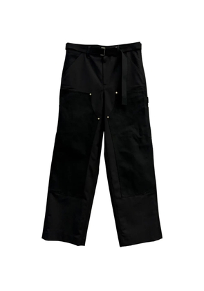 sacai belted cotton trousers - Black