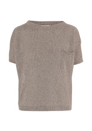 Bruno Manetti chest-pocket short-sleeved sweater - Brown
