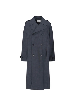 The Frankie Shop Bleecker double-breasted plaid trench coat - Grey