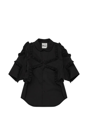 Noir Kei Ninomiya ruffled-trim short-sleeve shirt - Black