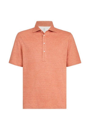 Brunello Cucinelli linen and cotton mélange jersey polo with shirt-style collar - Orange