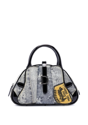 Christian Dior Pre-Owned 2011 Mini Canvas Denim Print Speedway Double Saddle Bowler Bag handbag - Blue