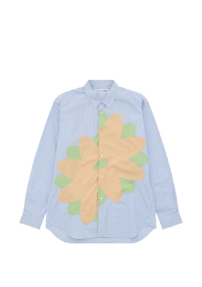 Comme Des Garçons Shirt floral-print striped shirt - Blue