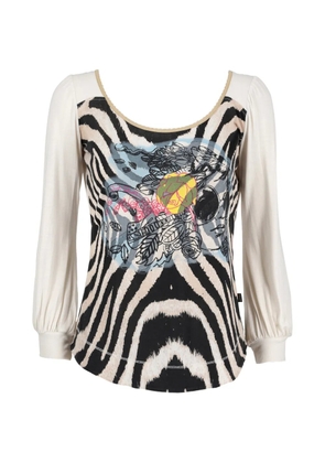 Just Cavalli Vintage zebra-print long-sleeve top - White