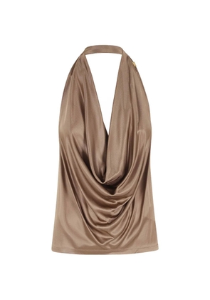 Elisabetta Franchi cowl neck top - Brown