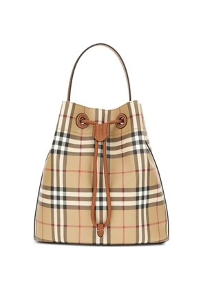 Burberry small Check Bucket drawstring shoulder bag - Neutrals