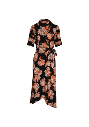 GANNI wrap floral-print midi dress - Black