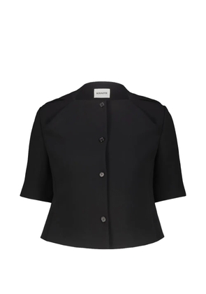KHAITE Franc folded-neckline button-fastening jacket - Black