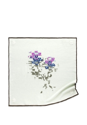 Barrie Cashmere scarf with thistle motif - Neutrals