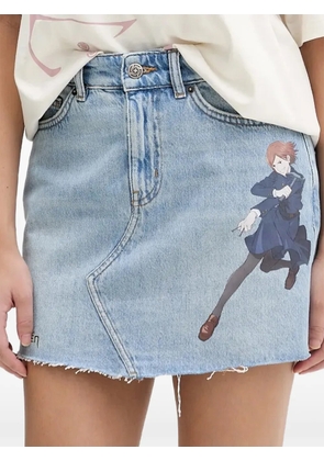 HUGO x Jujutsu Kaisen frayed denim mini skirt - Blue