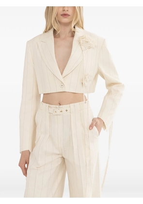NISSA striped cropped jacket - Neutrals