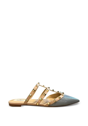 Valentino Garavani studded strap flat mules - Blue