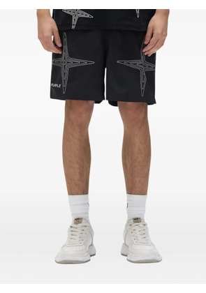 Purple Brand star-embroidered swim shorts - Black
