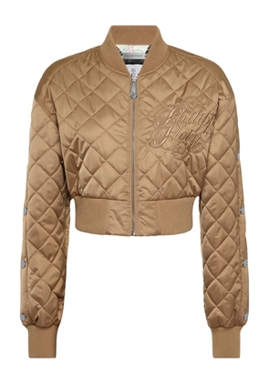 Philipp Plein quilted logo-embroidered jacket - Neutrals
