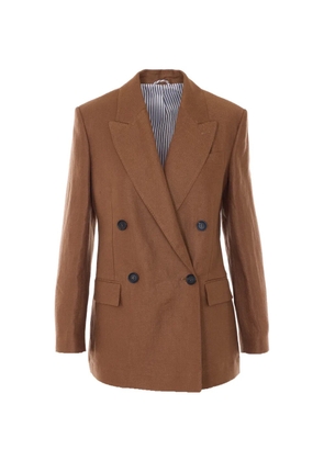 Brunello Cucinelli double-breasted V-neck jacket - Brown