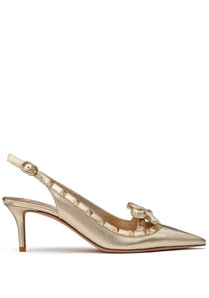 Valentino Garavani 60mm Rockstud Bow slingback pumps - Gold