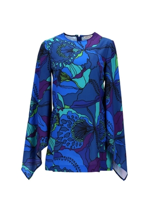 The Attico floral-print long-sleeve mini dress - Blue