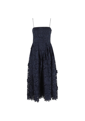 ROTATE BIRGER CHRISTENSEN 3d Lace Flared floral lace dress - Blue