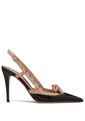 Valentino Garavani 100mm Rockstud Bow slingback pumps - Black