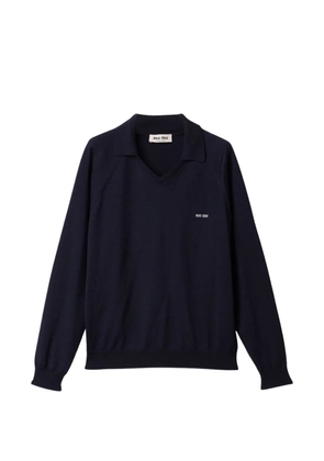 Miu Miu V-neck long-sleeved sweater - Blue