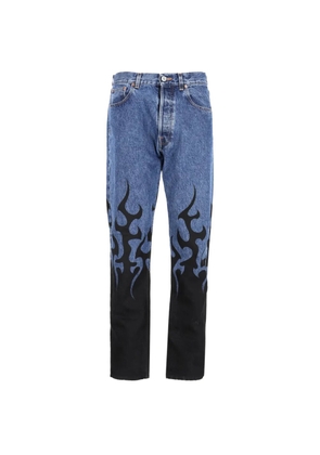 VETEMENTS flame-print straight-leg jeans - Blue
