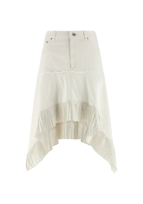 sacai a-line pleated denim skirt - White