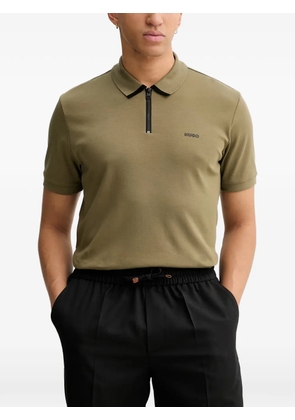HUGO Dalomino zip-up collar polo shirt - Green