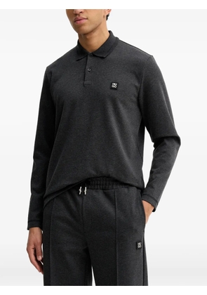 HUGO logo-patch long-sleeve polo shirt - Grey