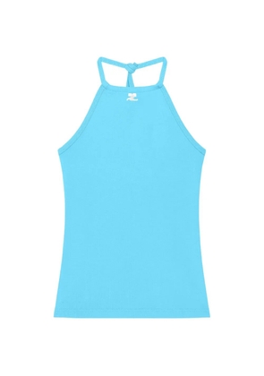 Courrèges logo-embroidered halterneck top - Blue