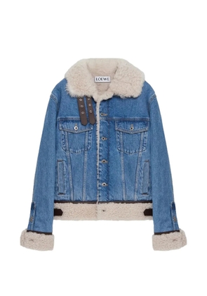 LOEWE shearling-trim trucker denim jacket - Blue
