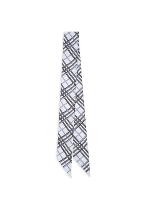 Burberry skinny reversible etched Knight silk scarf - White