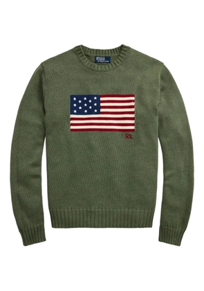Polo Ralph Lauren flag-embroidered crewneck sweater - Green