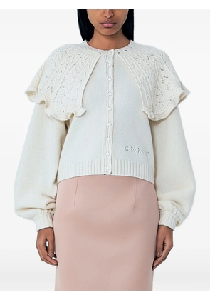 Chloé cable-knit ruffled-collar cardigan - Neutrals