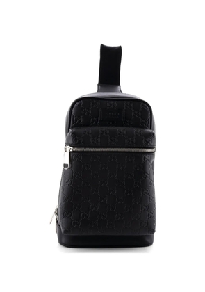 Gucci Pre-Owned Signature Slim Crossbody Bag Guccissima Leather Small backpack - Black