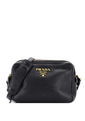 Prada Pre-Owned Double Zip Camera Bag Vitello Phenix Medium crossbody bag - Black