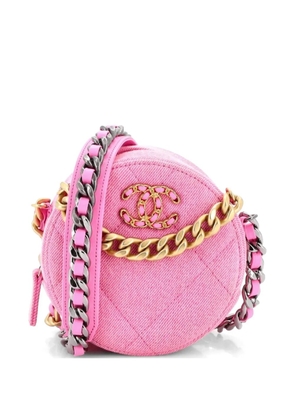 CHANEL Pre-Owned 19 Round Clutch with Chain Quilted Denim crossbody bag - Pink